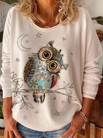 Long Sleeve Casual Round Neck Printed Top
