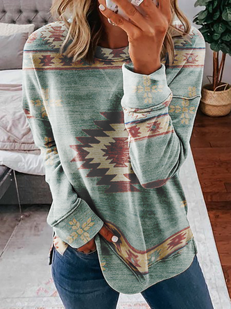 Geometric Boho Long Sleeve Sweatshirt