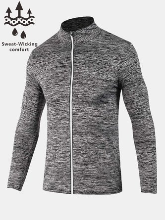 Men's Moisture Wicking And Quick-Drying Training Sports Stand-Collar Cardigan  Jacket