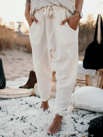 Casual Lace-Up Solid Sweatpants