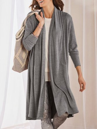 Plus Size Casual Long Sleeve Solid Loosen Outerwear