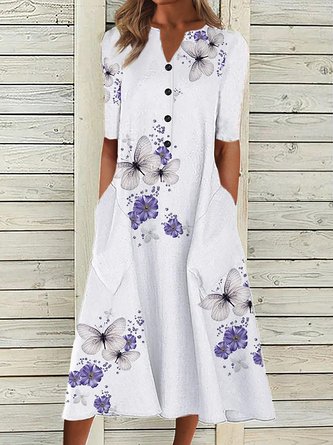 Summer Vacation Butterfly Casual  Dress