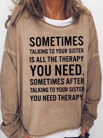 Womens Funny Sister Letters Casual Sweatshirt