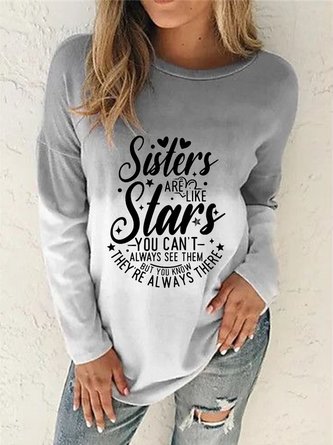 Casual Text Letters Crew Neck Long Sleeve Loose Sweatshirts