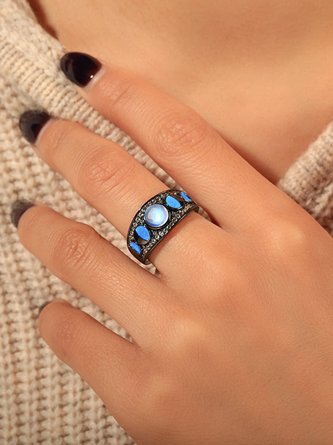 Women All Season Starry Sky Party Crystal Daily Natural Stone Rhinestone Standard Ring Ring
