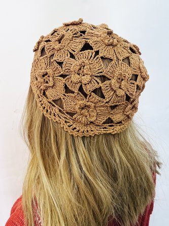 Vintage Floral All Season Commuting Braided Best Sell Yarn/Wool yarn Turban Regular Hats for Women