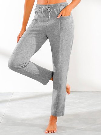 Women Plain Sports Autumn Polyester Loose Straight pants Long H-Line Regular Size Sweatpants