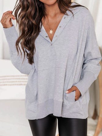 Women Casual Plain Autumn Daily Loose Standard Long sleeve Regular Regular Size Sweatshirts