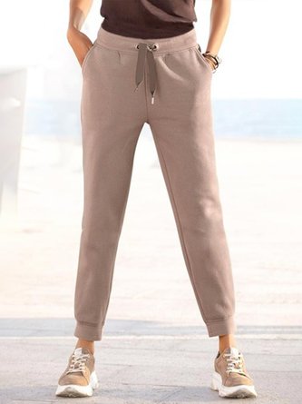 Women Casual Plain Autumn Natural Micro-Elasticity Loose Jersey Long H-Line Sweatpants