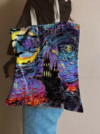 Halloween Abstract Painting Shopping Tote