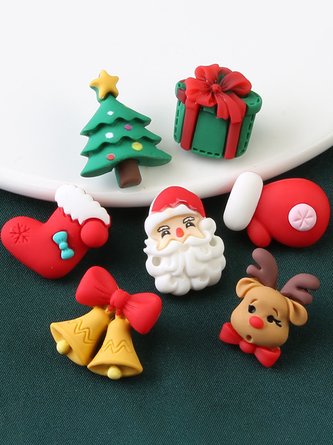 DIY Christmas Elk Santa Christmas Tree Gift Box Pattern Buttons Holiday Clothes Accessories Xmas Decoration