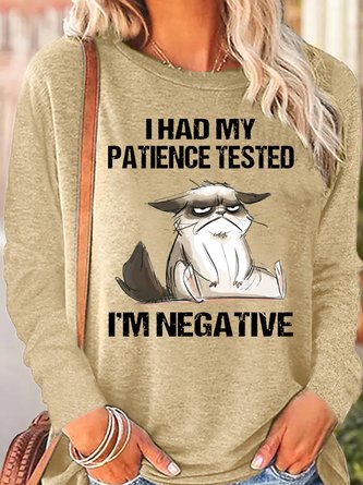 Womens I Had My Patience Tested I'm Negative Cat Funny Sarcasm  Top