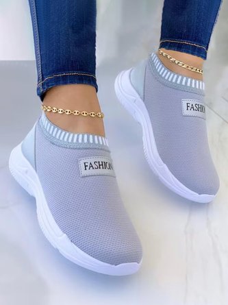 Plus Size Mesh Fabric Slip On Sneakers