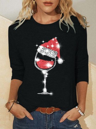 Merry Christmas wine glass Loosen Casual Top