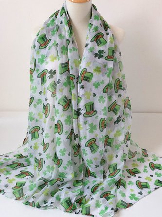 St. Patrick's Day Clover Hat Pattern Silk Scarf Holiday Party Accessories