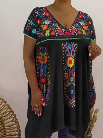 Plus Size Casual Ethnic T-Shirt