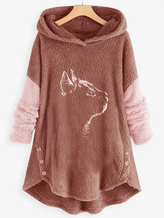Casual Cat Fluff Hoodie Sweatshirt