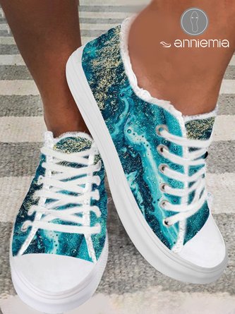 Comfort Blue Abstract Print Canvas Shoes