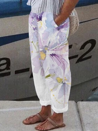 Casual Polyester Gradient Floral Loose Pants