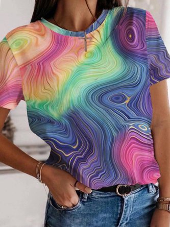 Loose Abstract Jersey Casual T-Shirt