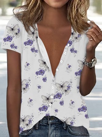Others Loose Casual Butterfly Blouse