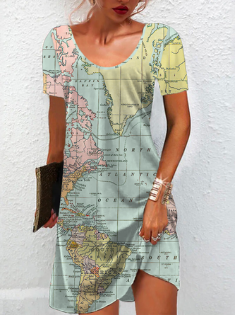 Loose Casual Map Dress