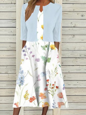 V Neck Floral Casual Two-Piece Set