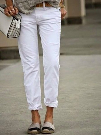Plus Size Regular Fit Casual Plain Pants