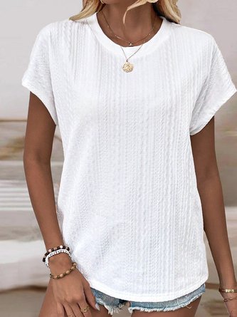 Loose Crew Neck Casual Plain T-Shirt