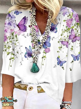 Plus Size Butterfly Casual Shirt