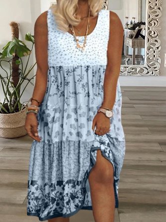 Plus Size Casual Loose Disty Floral Dress