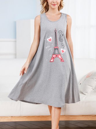 Breathable Comfortable Loose Eiffel Tower Vest Nightdress