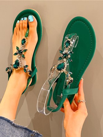 Women's Fashion Urban Rhinestone Flip-flop Sandals