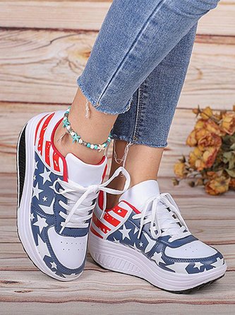 Independence Day America Flag Breathable Walking Sneakers