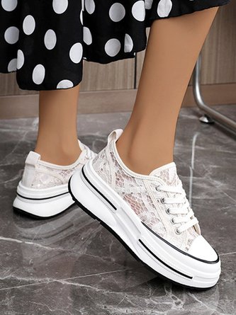 Breathable Floral Lace Platform Chunky Trainers