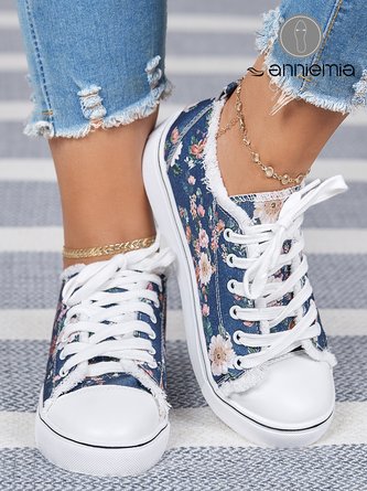 Floral Print Soft Sole Casual Canvas Shoes