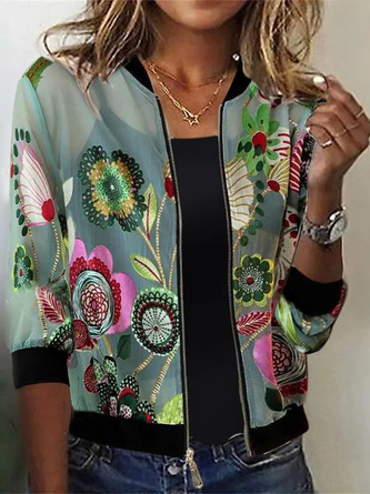 Floral Casual Others Zipper Jacket