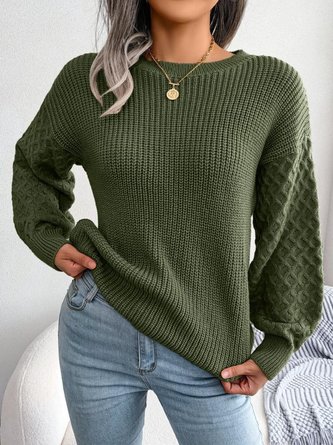 Loose Knitting Crew Neck Casual Sweater