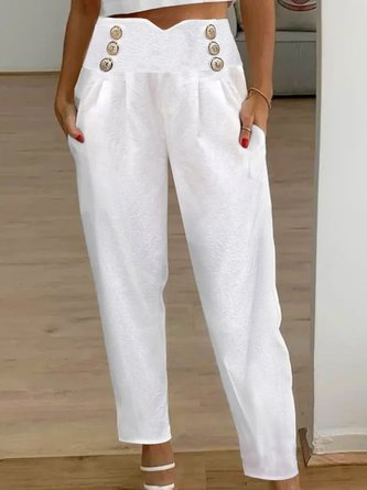 Plain Cotton Loose Casual Pants