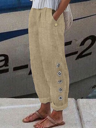 Cotton Loose Casual Buckle Pants | zolucky