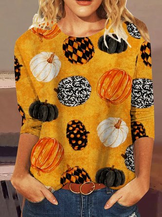 Halloween Casual Crew Neck Loose T-Shirt
