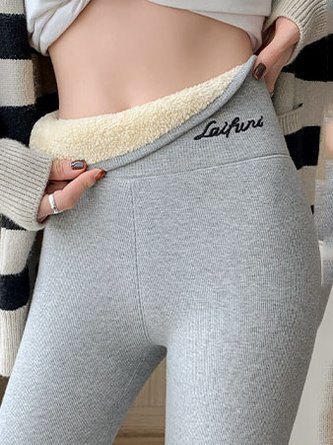 Casual Knitted Plain Tight Leggings