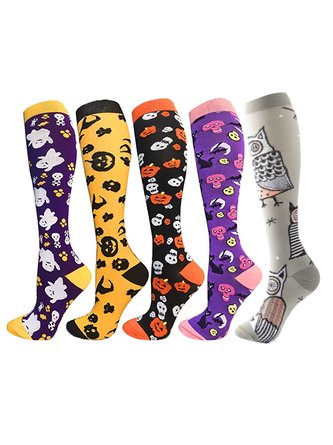 Halloween Spooky Pattern Mid-Calf Socks