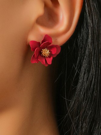 Women's Flower Beading Stud Earrings