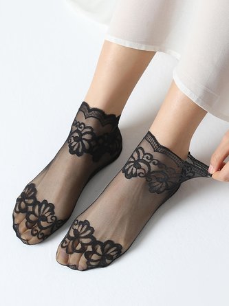 Elegant Breathable Floral Mesh Ankle Socks