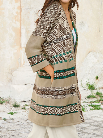 V Neck Ethnic Casual Cardigan