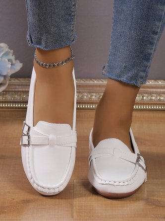 Women Minimalism Buckle Decor Comfy Loafers