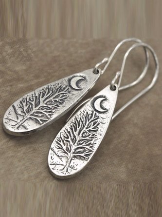 Vintage Moon Tree Pattern Earrings