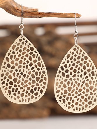Vintage Hollow Drop Shaped Leather Earrings