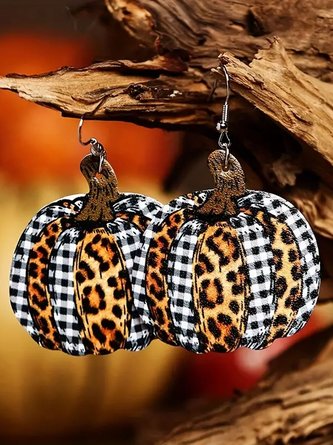 Halloween Leopard-print Jack-o'-lantern Earrings